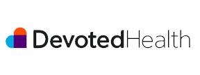 The Devoted Health logo, featuring a three-part colorful icon next to the company name in black and grey text.