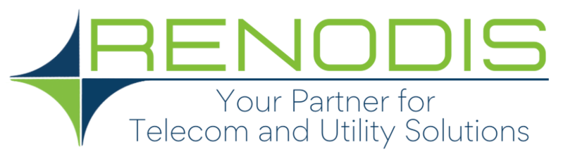 RENODIS logo with green and blue geometric mark and tagline, “Your Partner for Telecom and Utility Solutions”