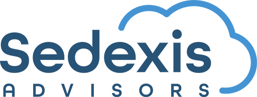 Sedexis Advisors logo in dark blue with a light blue cloud outline