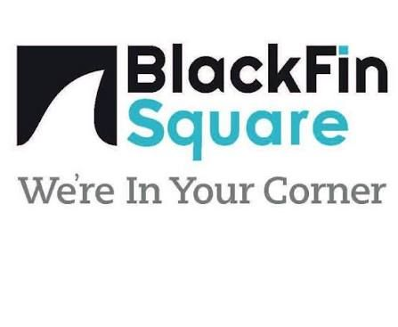 BlackFin Square logo with black and teal text and the slogan “We’re In Your Corner”