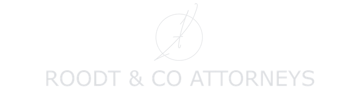 Logo of Roodt & Co Attorneys, with a graphic of a circle with intersecting lines above the text.