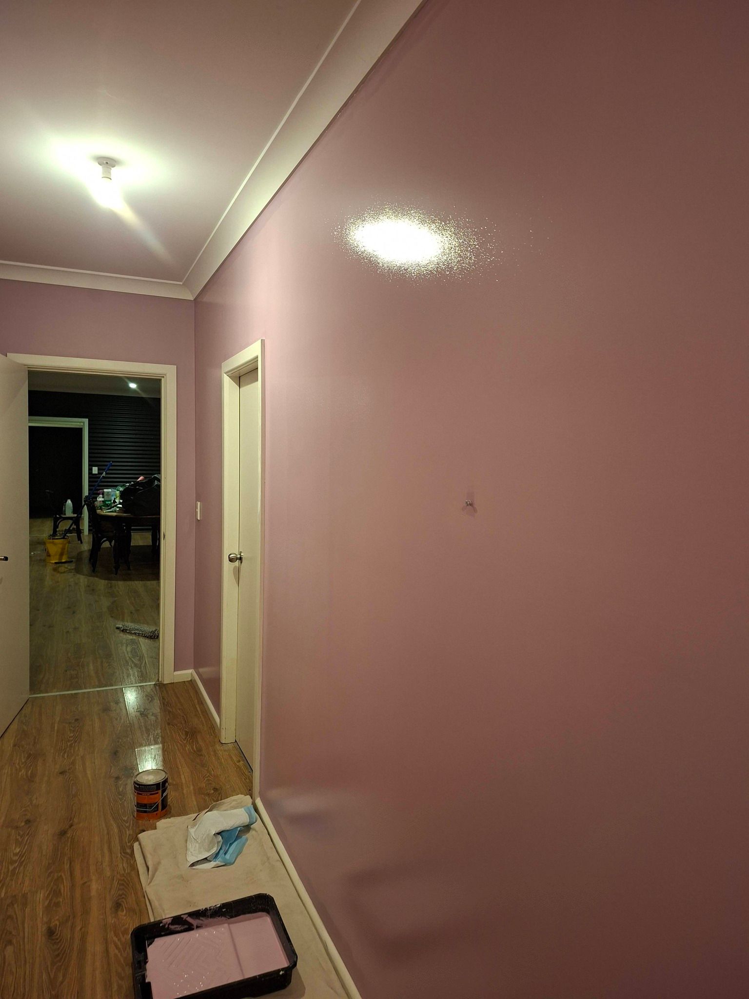 Dim Pink Hallway With Open Doorways — Matty Stewart Painting & Decorating in Mudgee, NSW