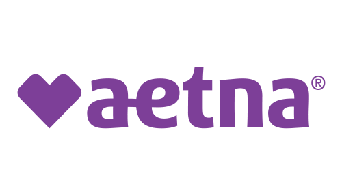 Purple Aetna logo with a heart icon and lowercase wordmark