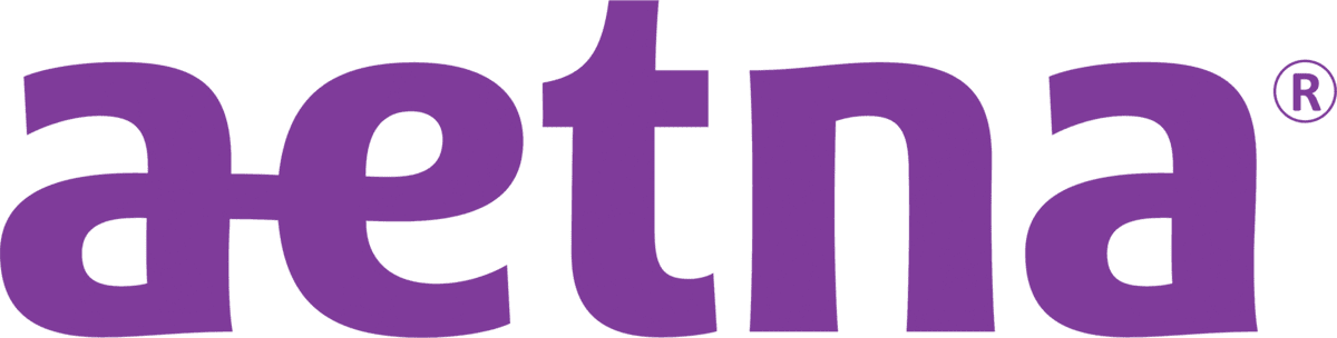 Aetna logo in purple lowercase letters with a small registered trademark symbol.