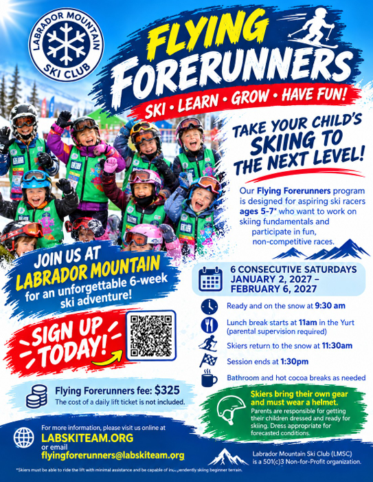 Young skiers practicing fundamentals in the Flying Forerunners program