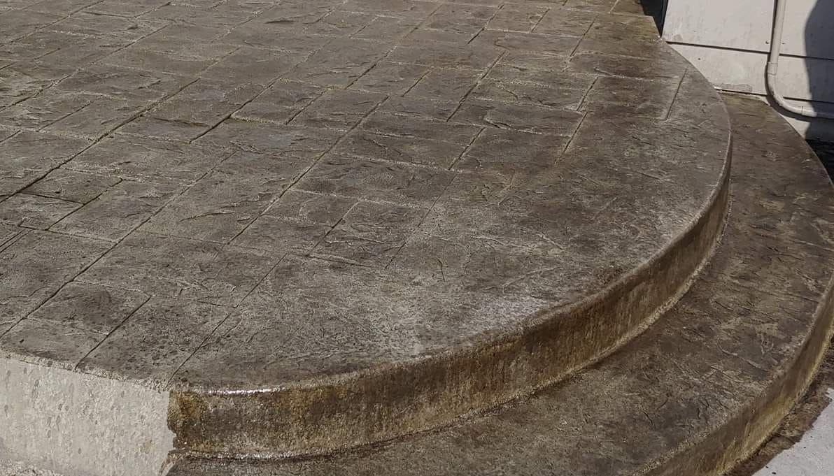 A close up of a set of concrete steps.