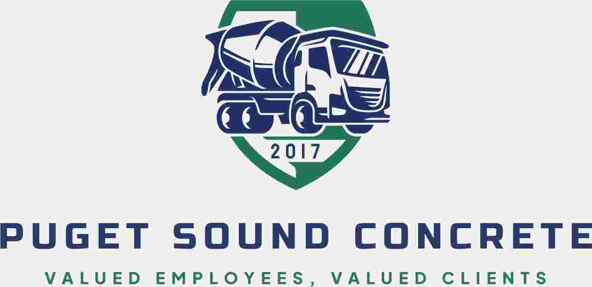PUDGET SOUND CONCRETE A logo for puget sound concrete , a company that values employees and valued clients.