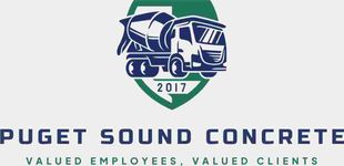 PUDGET SOUND CONCRETE A logo for puget sound concrete , a company that values employees and valued clients.