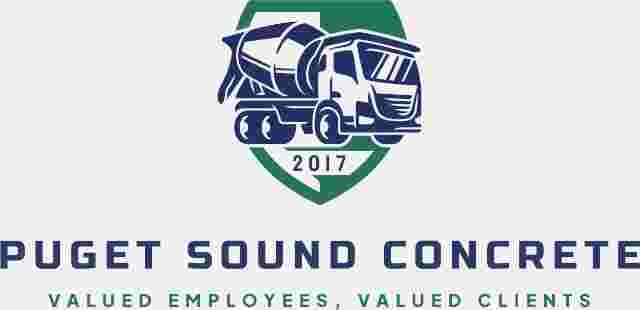 PUDGET SOUND CONCRETE A logo for puget sound concrete , a company that values employees and valued clients.