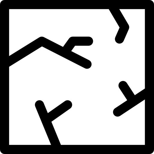 A black and white icon of a cracked wall free icon