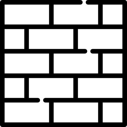 A black and white brick wall icon on a white background.