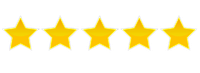 five yellow stars are lined up in a row on a white background .