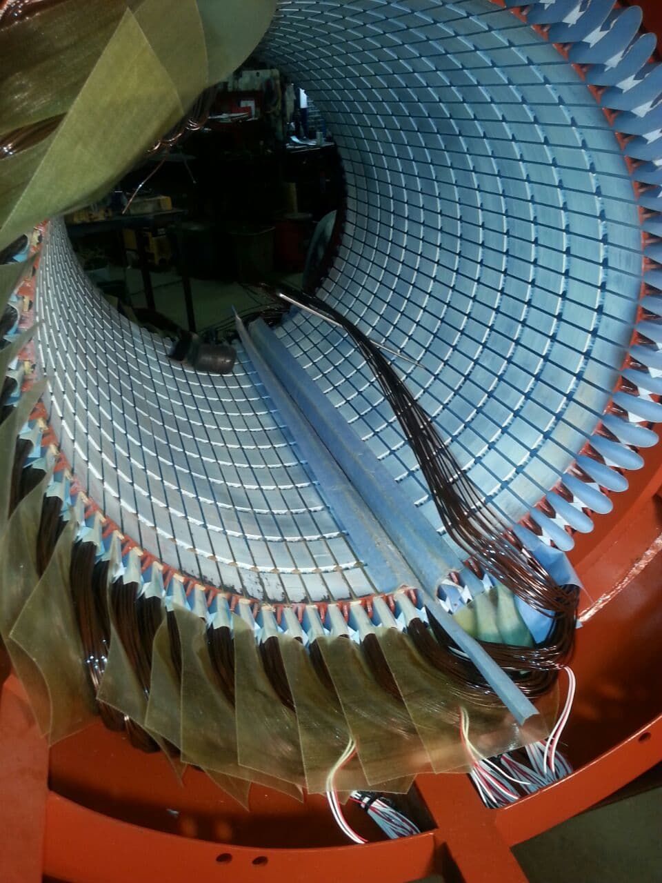 A close up of the inside of an electric motor