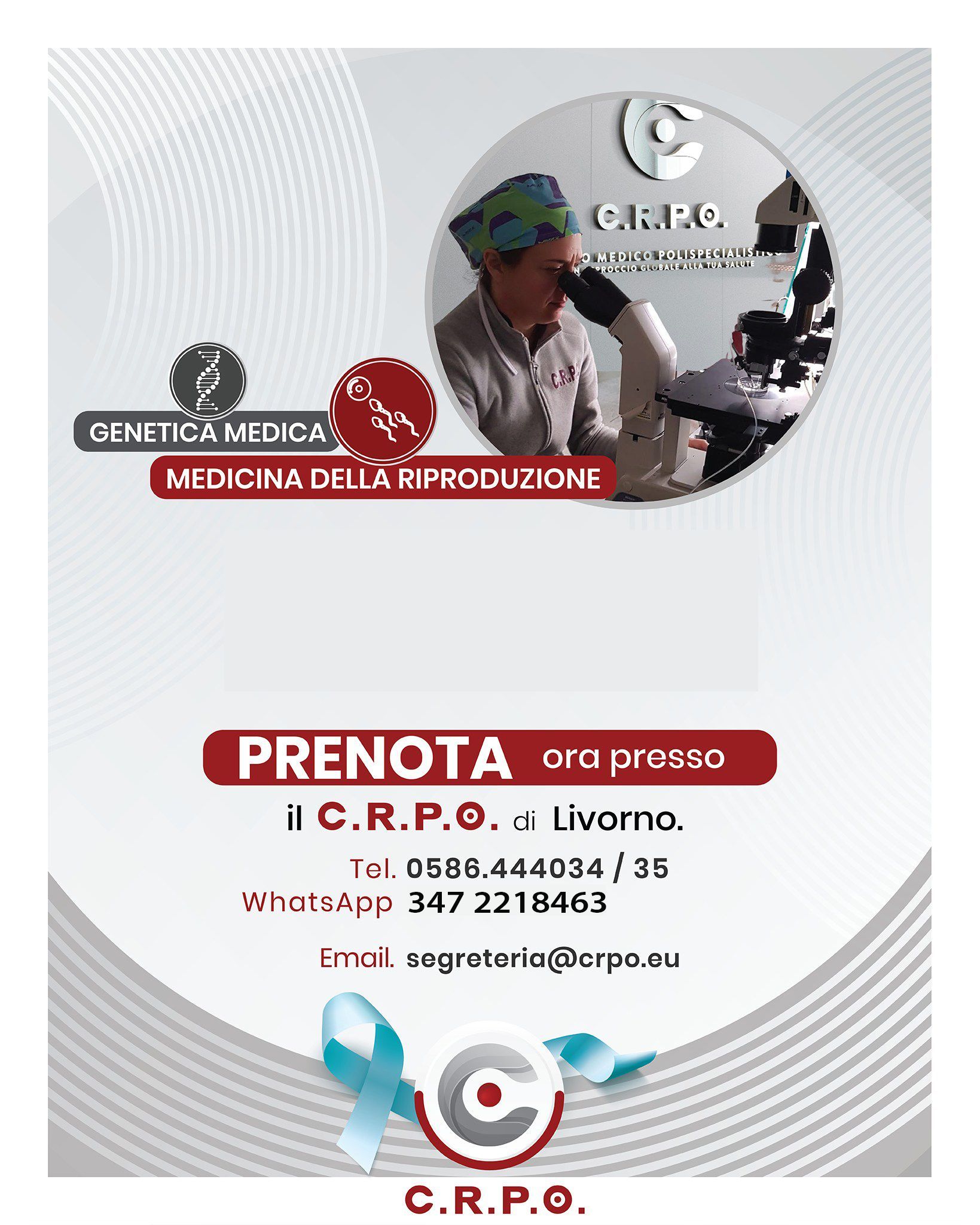 Volantino promozionale per i servizi medici del CRPO a Livorno