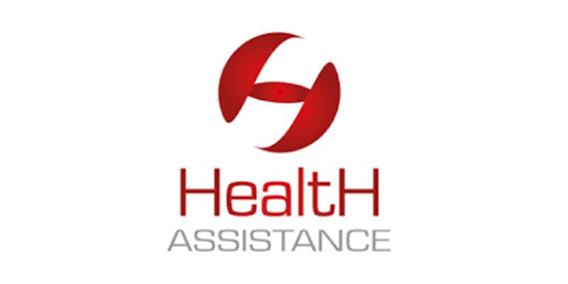Un logo circolare rosso a forma di 