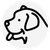 Black line-art dog icon on a light gray circle, with tongue out.