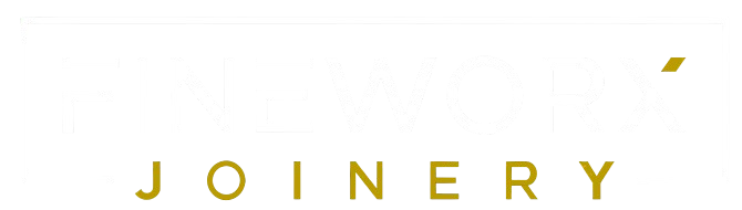Gold “JOINERY” text on a white background with a small gold accent above. — Fineworx Joinery in Warnervale, NSW
