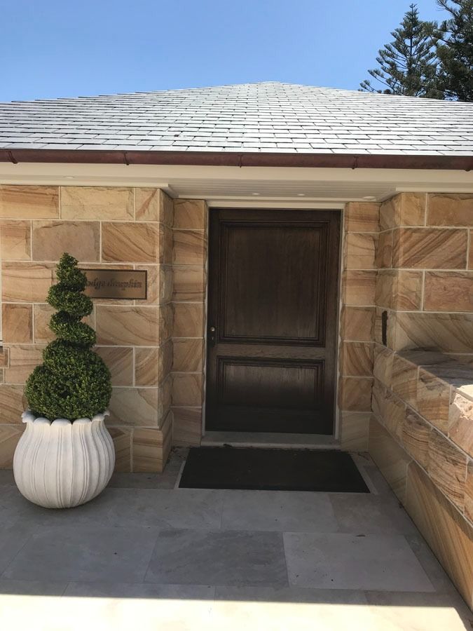 Front Entry with Stone Walls — Fineworx Joinery in Warnervale, NSW