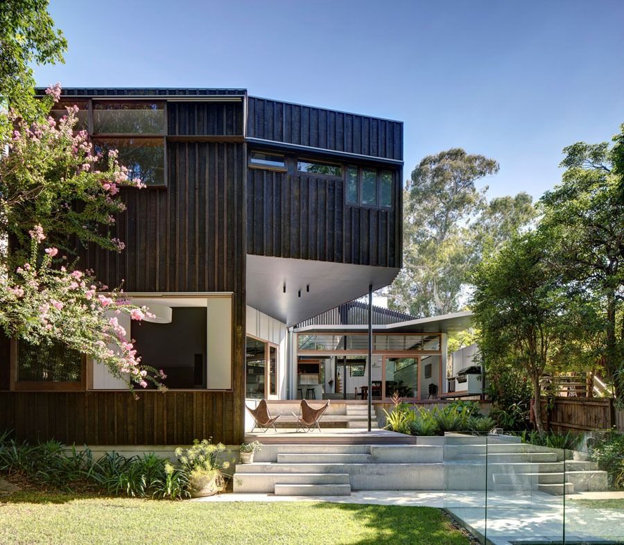 Modern Two Story House with Dark Wood Siding — Fineworx Joinery in Warnervale, NSW