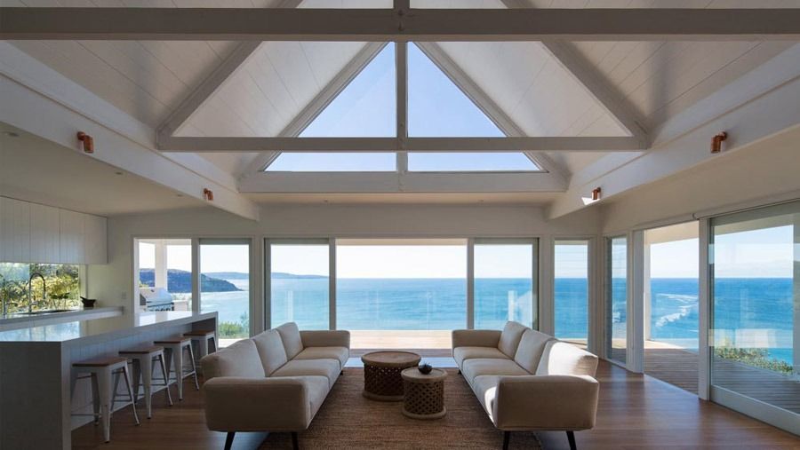 Bright Oceanfront Living Room with A Panoramic Sea View Through Large Windows — Fineworx Joinery in Warnervale, NSW