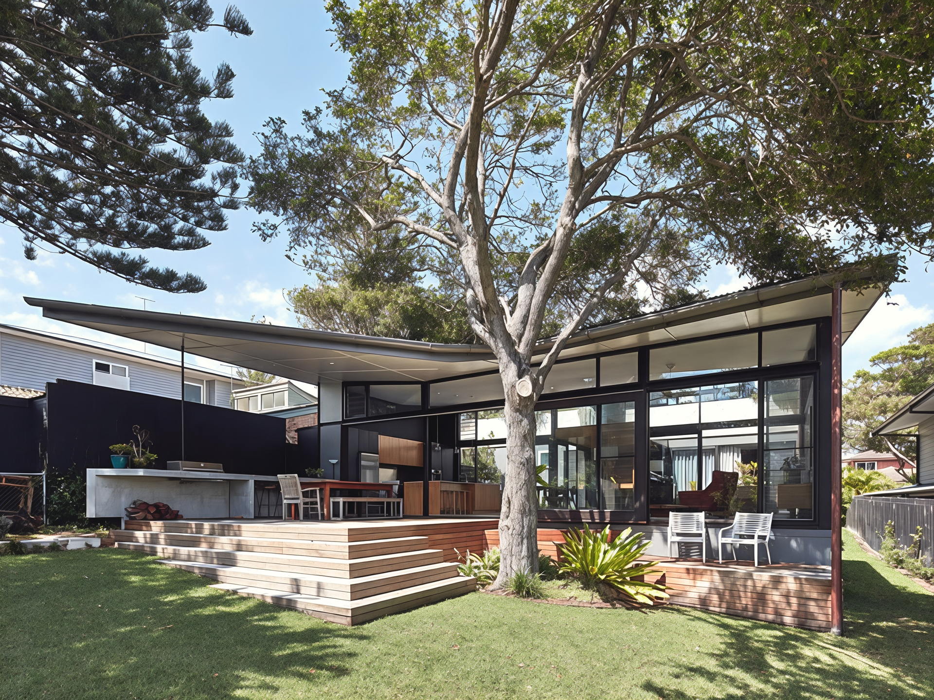 Modern House with Large Glass Windows — Fineworx Joinery in Warnervale, NSW
