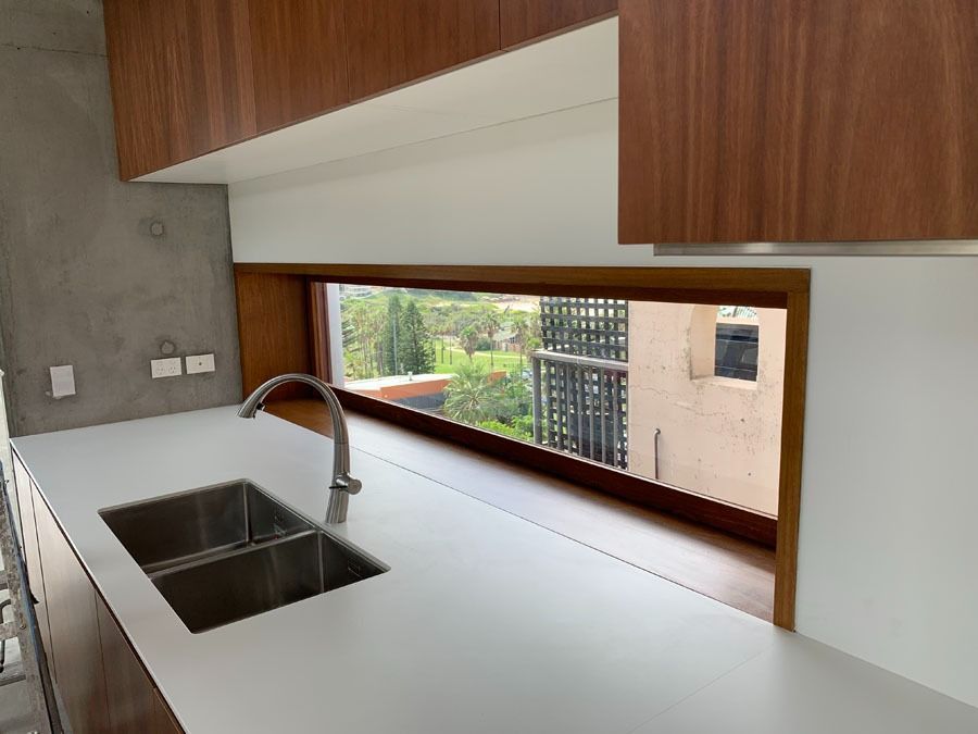 Modern Kitchen with White Countertop — Fineworx Joinery in Warnervale, NSW