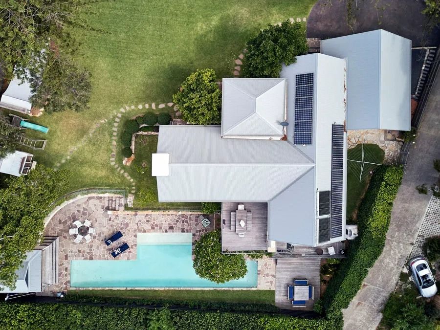 Aerial View of A House with A Backyard Pool — Fineworx Joinery in Warnervale, NSW