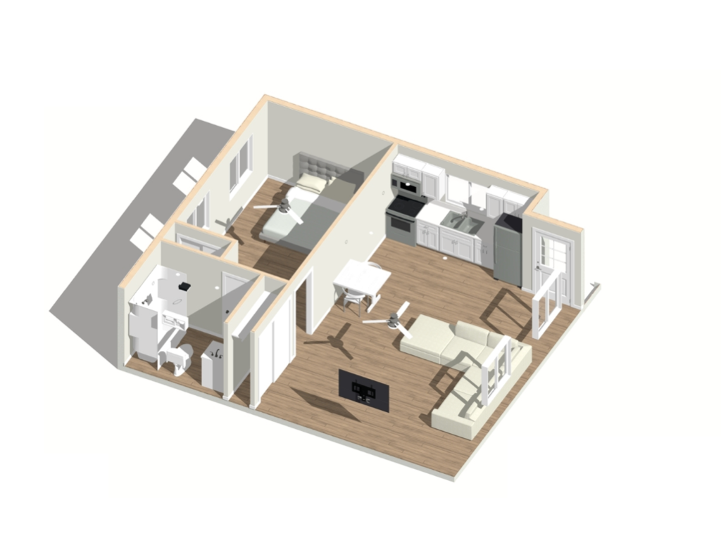 1 bedroom ADU 3D drawing