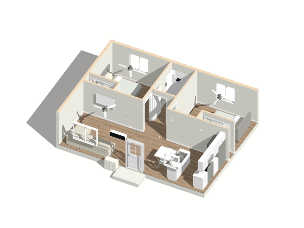 A 2 bedroom ADU 3d design