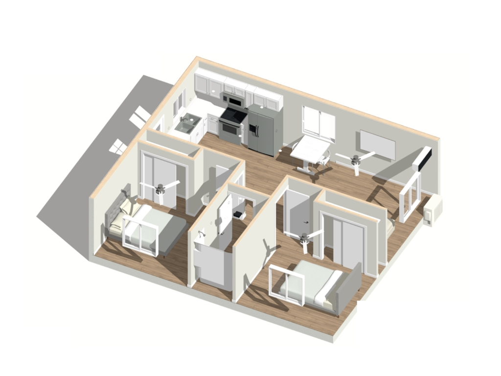 A 2 bedroom ADU 3d design
