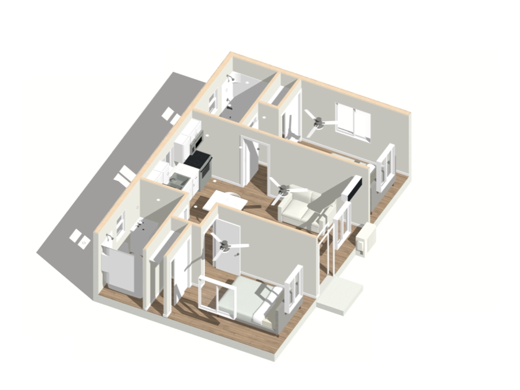 A 2 bedroom ADU 3d design