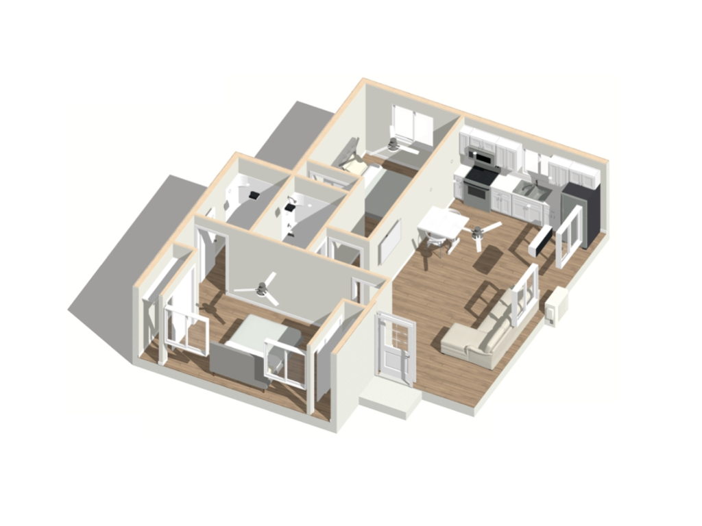 A 2 bedroom ADU 3d design