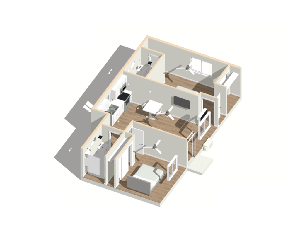 A 2 bedroom ADU 3d design