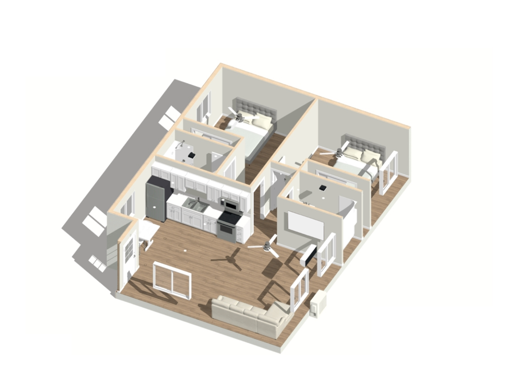 A 2 bedroom ADU 3d design