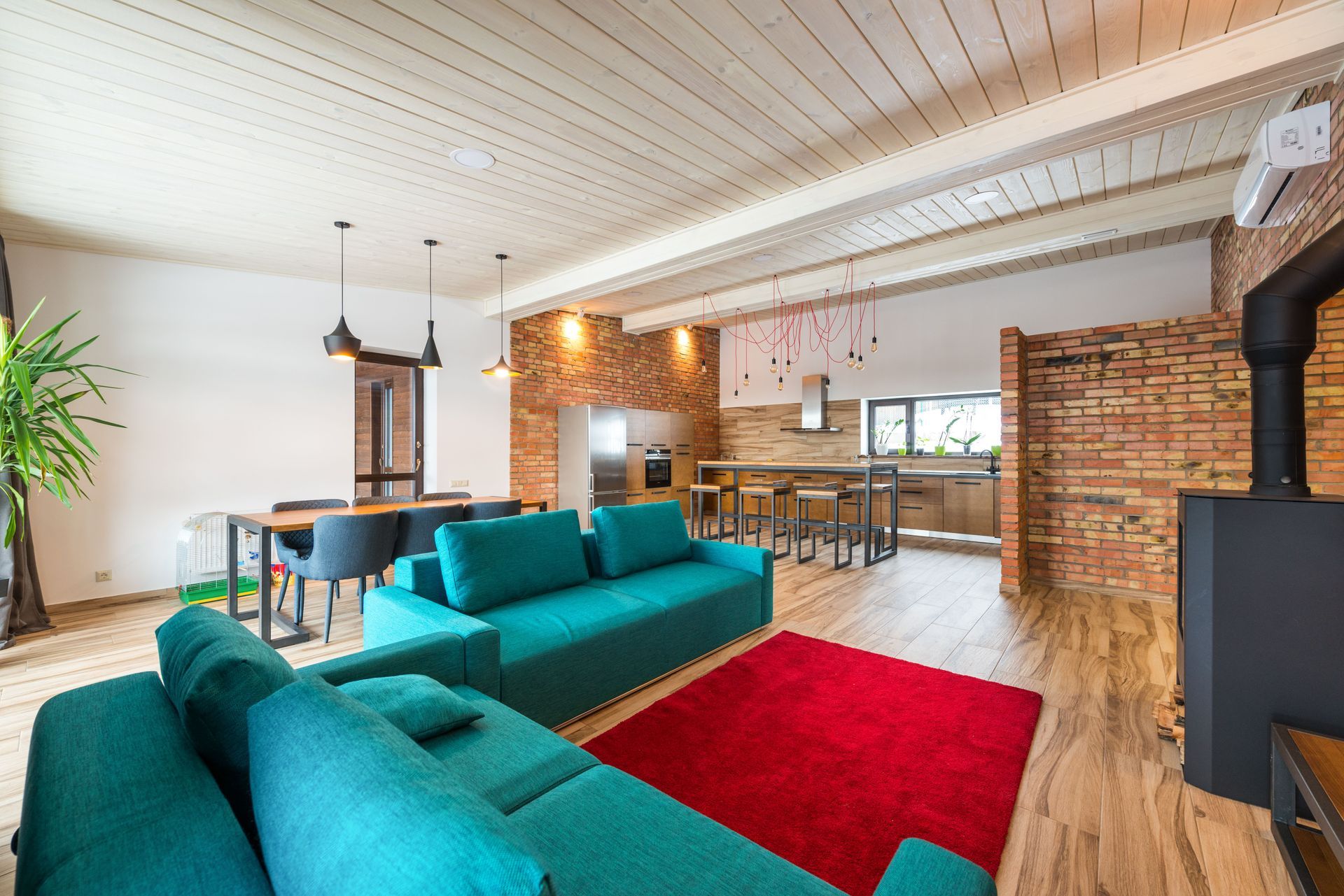 A garage that has been turned into a house.