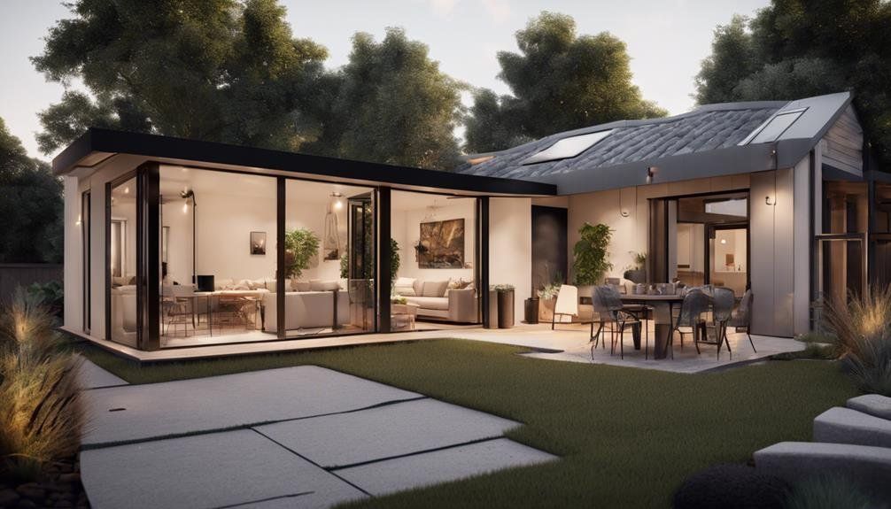 An artist 's impression of a house with a lot of windows