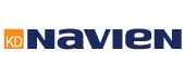 Logo of Navien, a company. The logo includes an orange square with “KD” and the word “Navien” in blue.