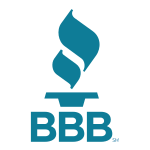 BBB logo: teal stylized flame over 