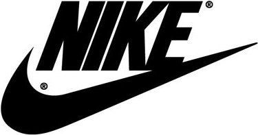 Nike logo with black text and a black swoosh.