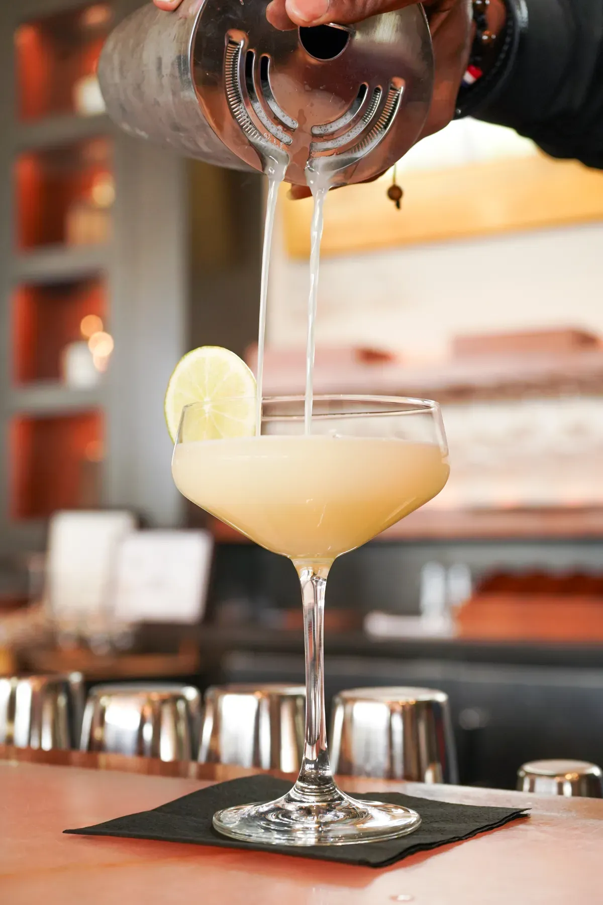 Marketing photography of a mixed drink at a bar