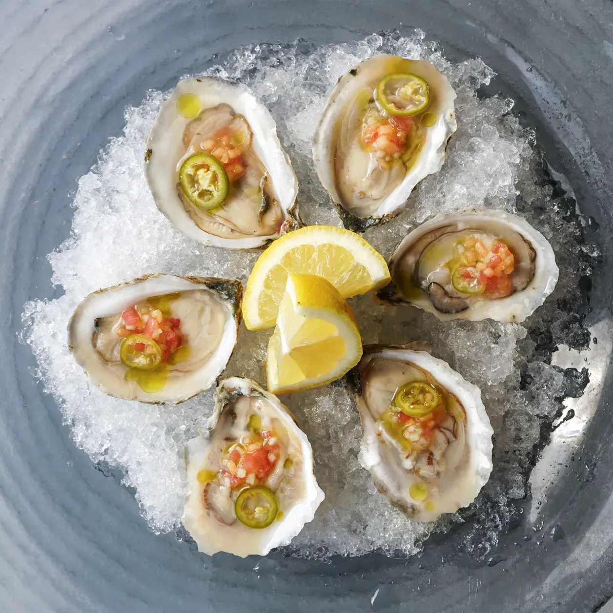 food photography of raw oysters