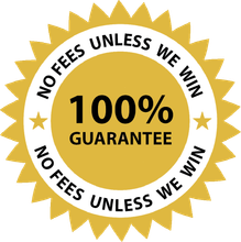 A sticker that says no fees unless we win 100 % guarantee.