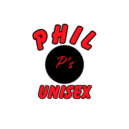A logo for phil p 's unisex is shown on a white background.