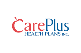 The logo for careplus health plans inc. is red and blue.
