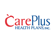 The logo for careplus health plans inc. is red and blue.