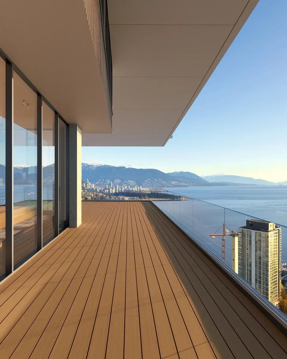 Scenic View Deck Burnaby uses glass railing to showcase gardens or mountains. Clear sightlines enhance luxury. Light and airy feel.
Matte Black Rail Burnaby modernizes exterior styling instantly. Pairs beautifully with cedar warmth. Top-requested finish.
Cedar Shade Canopy Deck Burnaby softens sunlight and keeps airflow fresh. Peaceful environment. Natural, relaxing retreat.
Covered Deck Burnaby uses roof panels, gutters and LED fixtures for rain-friendly leisure. Outdoor dining becomes all-season. BC weather-proof solution.
Rooftop Social Deck Burnaby adds lounge seating, planter boxes, LED ambience and skyline-facing arrangement. Ideal for condominiums and modern homes. A signature entertainment feature.