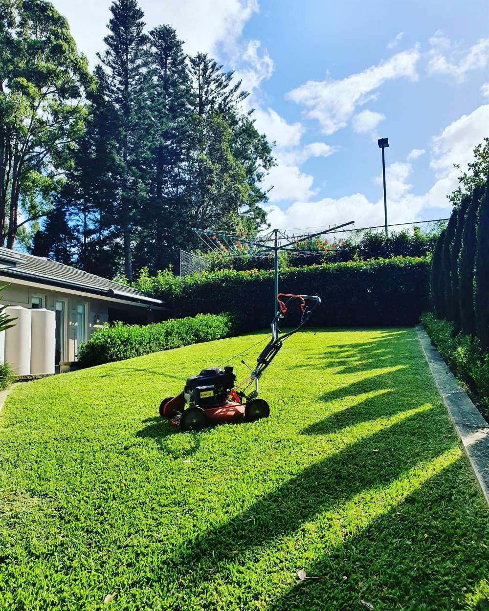 Lawn Mower in the Backyard  — Landscaping inspiration in Matcham, Central Coast