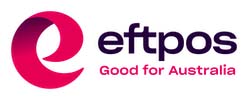 Eftpos logo with a stylized pink 