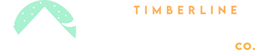 Logo for Timberline Co., featuring a teal mountain peak shape and orange text.