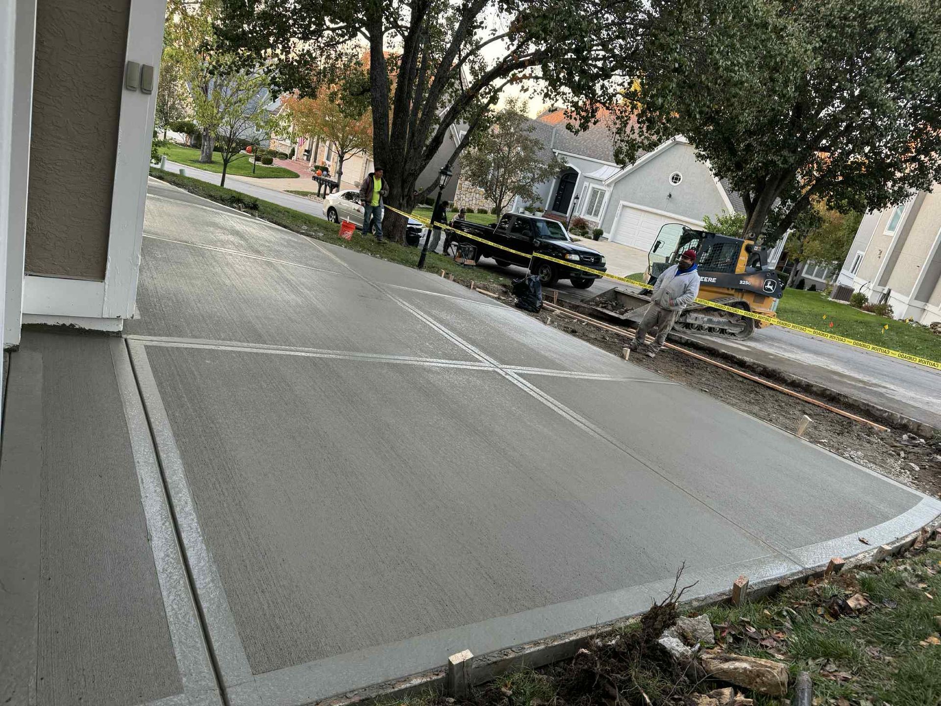 fresh poured concrete driveway